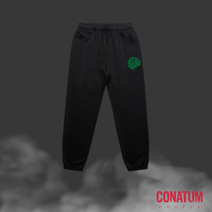 Black jogges with green logo